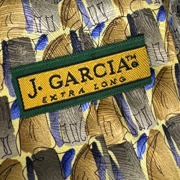 VTG J Garcia Neck Tie Silk Print Abstract Yellow Northern Lights Collection 15 - Picture 3 of 6